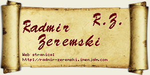 Radmir Zeremski vizit kartica
